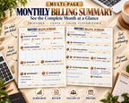 Monthly Billing Summary Canva worksheet preview