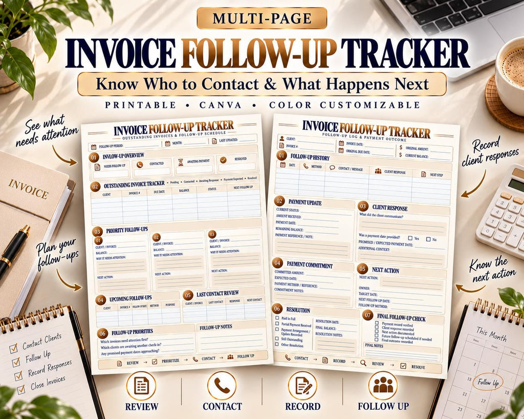 Invoice Follow-Up Tracker Canva worksheet preview