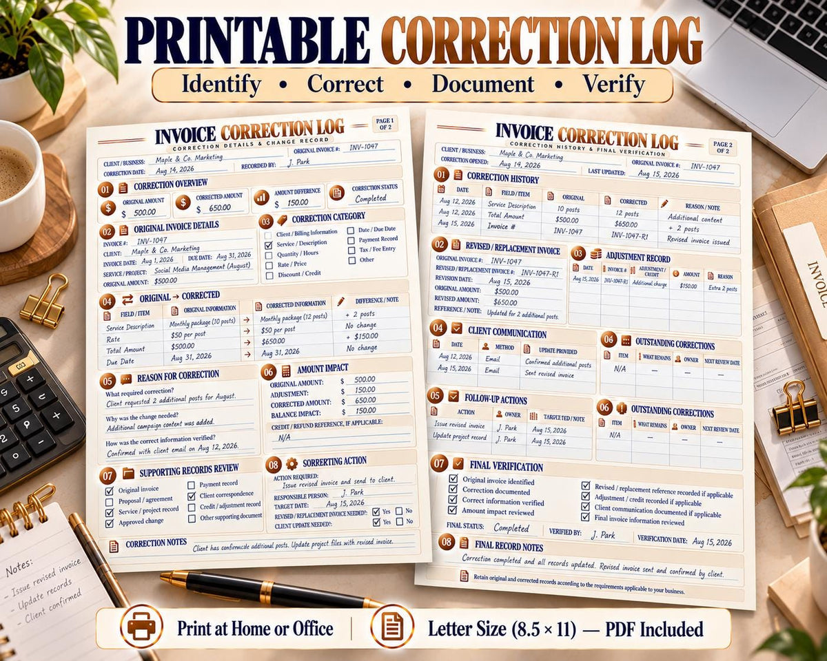 Invoice Correction Log — source listing image 7