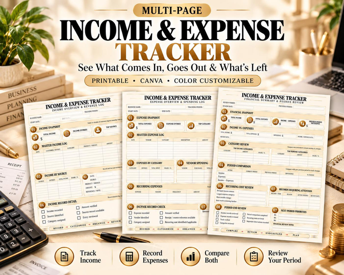 Income & Expense Tracker Canva worksheet preview