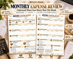Monthly Expense Review Canva worksheet preview
