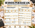 Business Purchase Log Canva worksheet preview