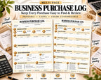 Business Purchase Log Canva worksheet preview