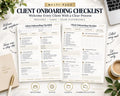 Preview of Multi-Page Client Onboarding Checklist digital Canva worksheet template