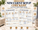 Preview of Multi-Page New Client Setup Checklist digital Canva worksheet template