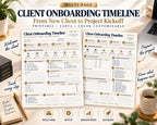 Preview of Multi-Page Client Onboarding Timeline digital Canva worksheet template