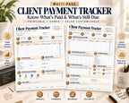 Preview of Multi-Page Client Payment Tracker digital Canva worksheet template