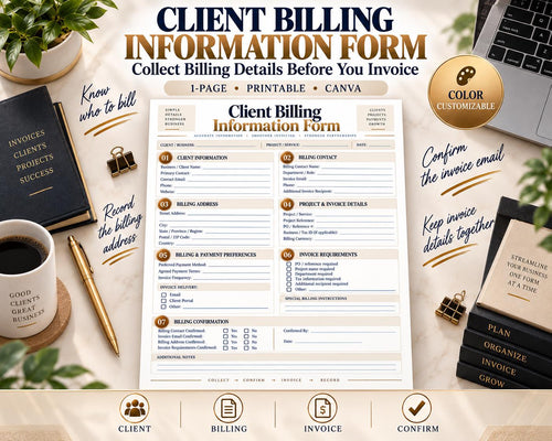 Preview of Client Billing Information Form digital Canva worksheet template