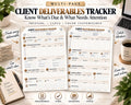 Preview of Multi-Page Client Deliverables Tracker digital Canva worksheet template