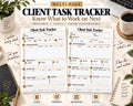 Preview of Multi-Page Client Task Tracker digital Canva worksheet template