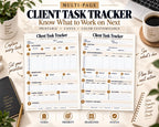 Preview of Multi-Page Client Task Tracker digital Canva worksheet template