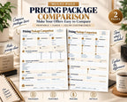 Preview of Multi-Page Pricing Package Comparison digital Canva worksheet template