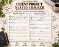 Preview of Multi-Page Client Project Status Tracker digital Canva worksheet template