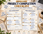 Preview of Multi-Page Project Completion Checklist digital Canva worksheet template