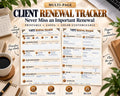 Preview of Multi-Page Client Renewal Tracker digital Canva worksheet template